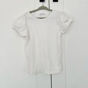 Minnow Girls White Pointelle Puff Sleeve Tee